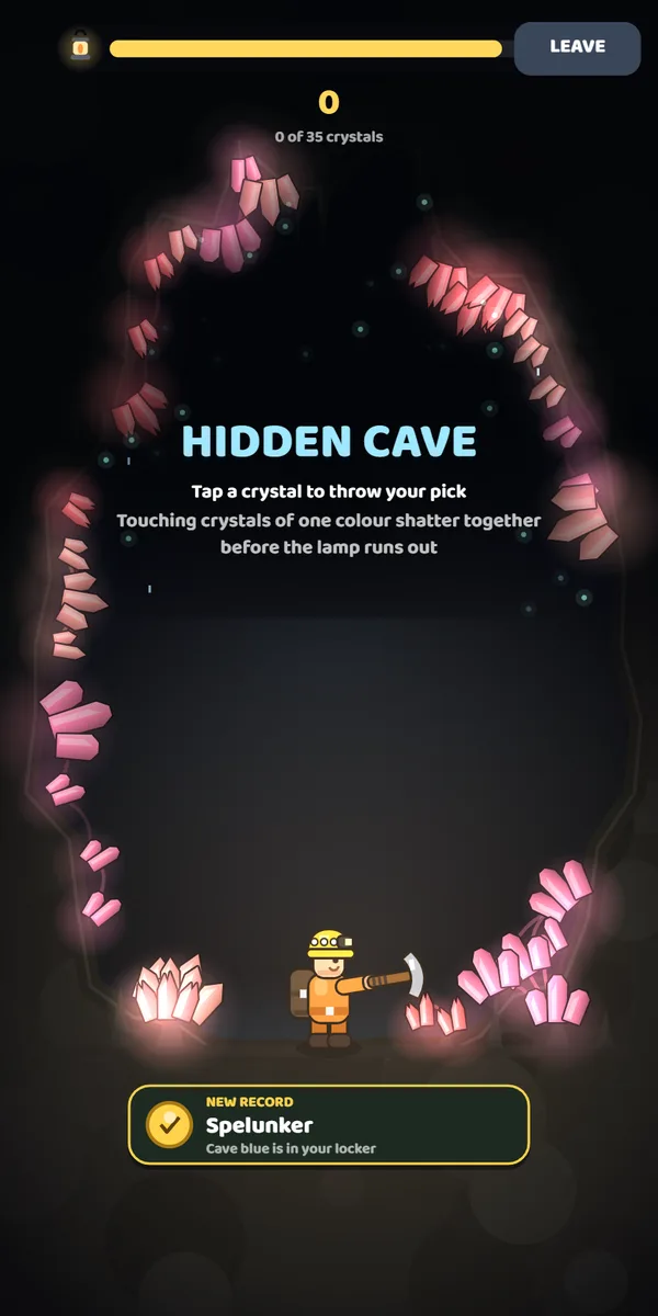 A hidden cave lined with pink crystals.